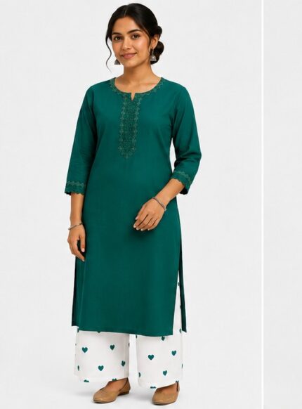 KURTI-(Cotton Blend Embroidered)